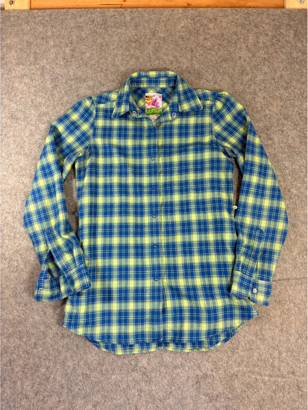 Burton Blue Green Plaid Button Up Shirt size xs